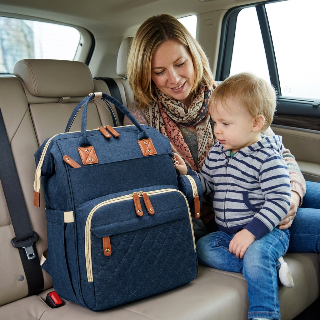 3-in-1 Reise Wickelrucksack mit faltbarem Babybett - Perfekt für Unterwegs!