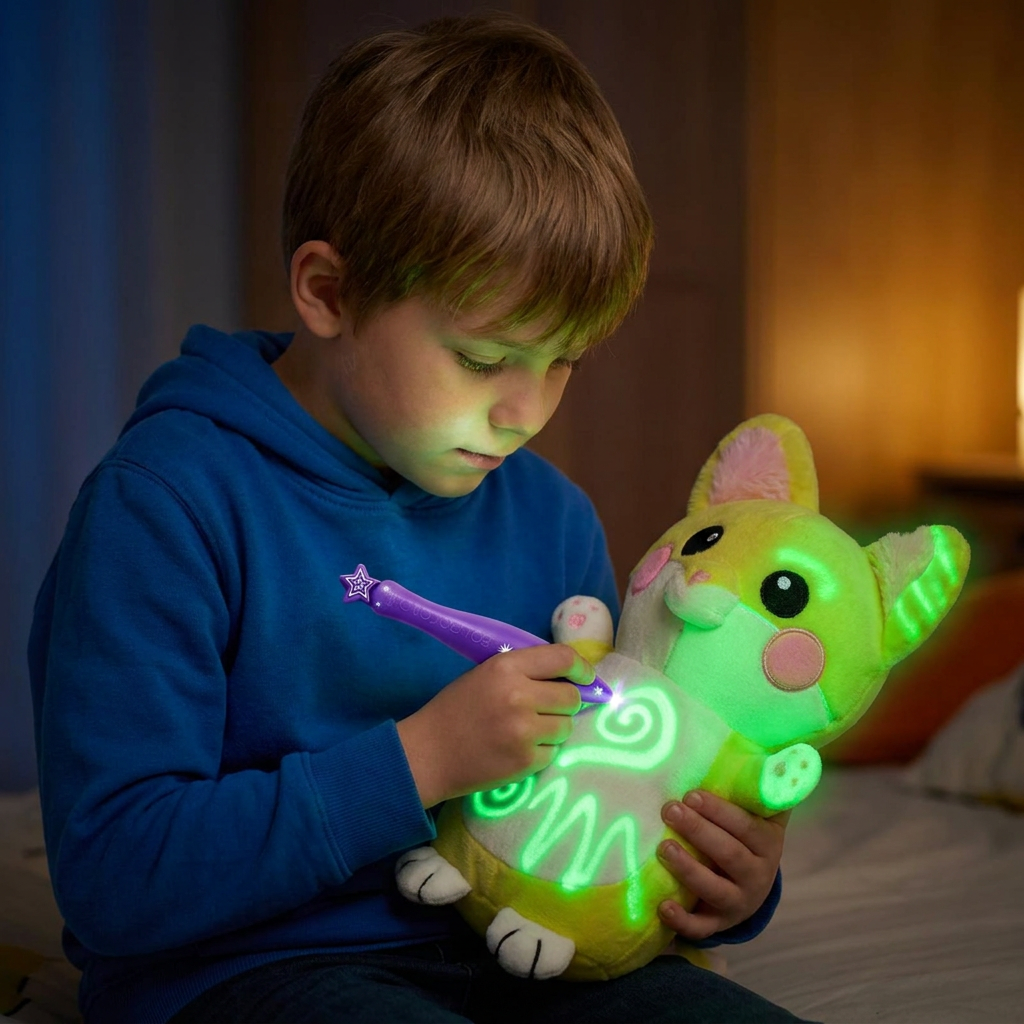 Magisches Kuscheltier mit Leuchtstift – Interaktives Leucht-Plüschtier für Kinder