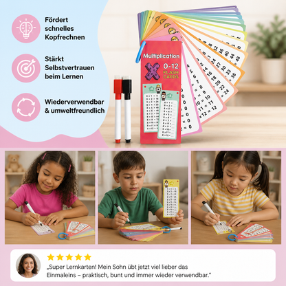 Wiederverwendbare Mathe-Lernkarten für Kinder