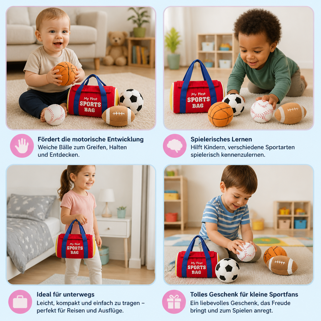Mein erstes Sport-Plüschset – Weiches Spielzeug für Babys