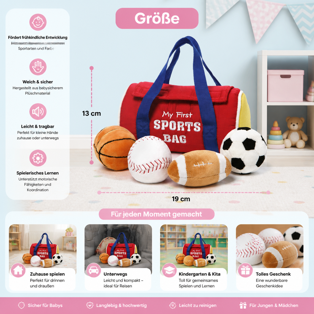 Mein erstes Sport-Plüschset – Weiches Spielzeug für Babys