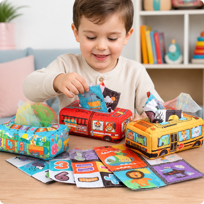 Montessori Zauber-Taschentuchbox – Sensorisches Lernspielzeug für Babys