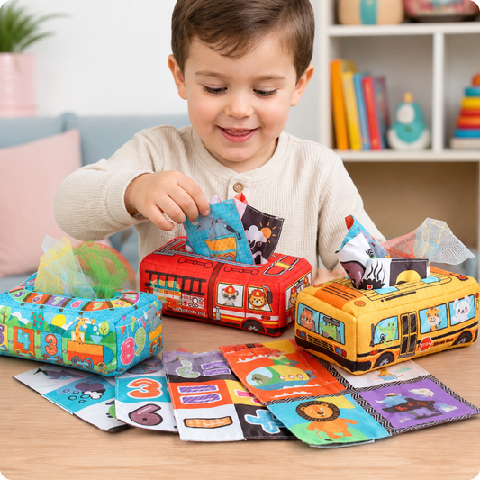 Montessori Zauber-Taschentuchbox – Sensorisches Lernspielzeug für Babys