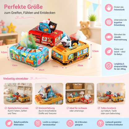 Montessori Zauber-Taschentuchbox – Sensorisches Lernspielzeug für Babys