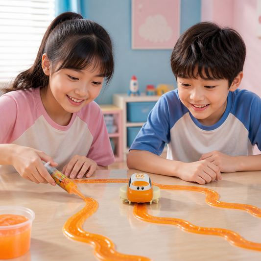Magisches Slime-Rennbahn-Set – DIY-Abenteuer mit Elektroautos