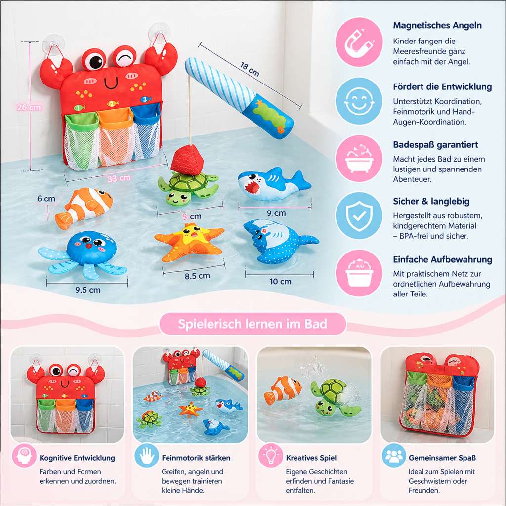 Montessori Magnetisches Angelspiel-Badespielzeug-Set