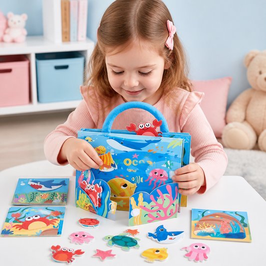 Montessori-Fühlbuch mit Meerestieren für spielerisches Lernen