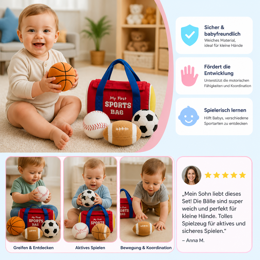 Mein erstes Sport-Plüschset – Weiches Spielzeug für Babys