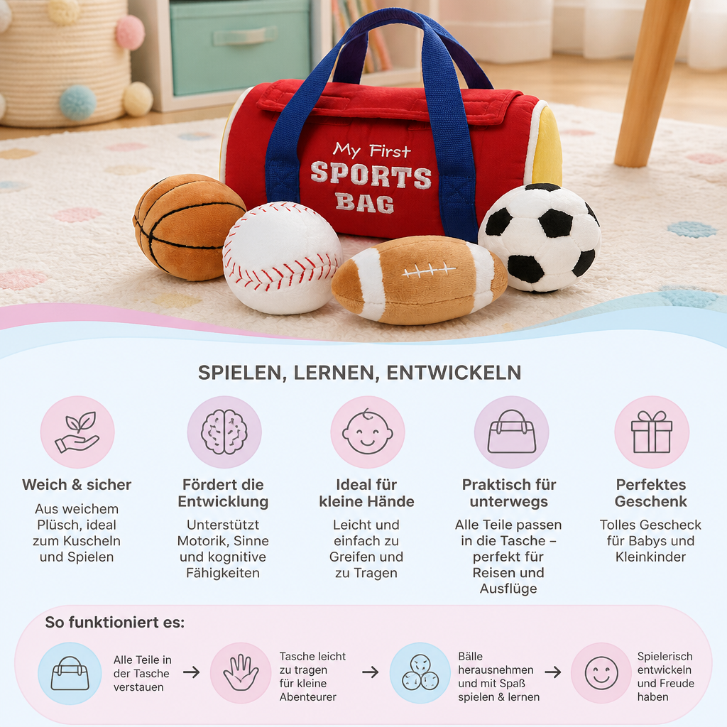 Mein erstes Sport-Plüschset – Weiches Spielzeug für Babys