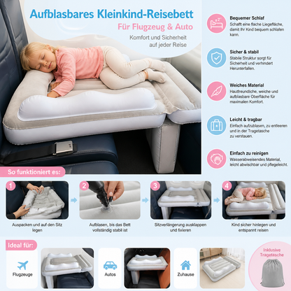 Aufblasbares Kleinkind-Reisebett mit Sitzverlängerung für Flugzeug und Auto
