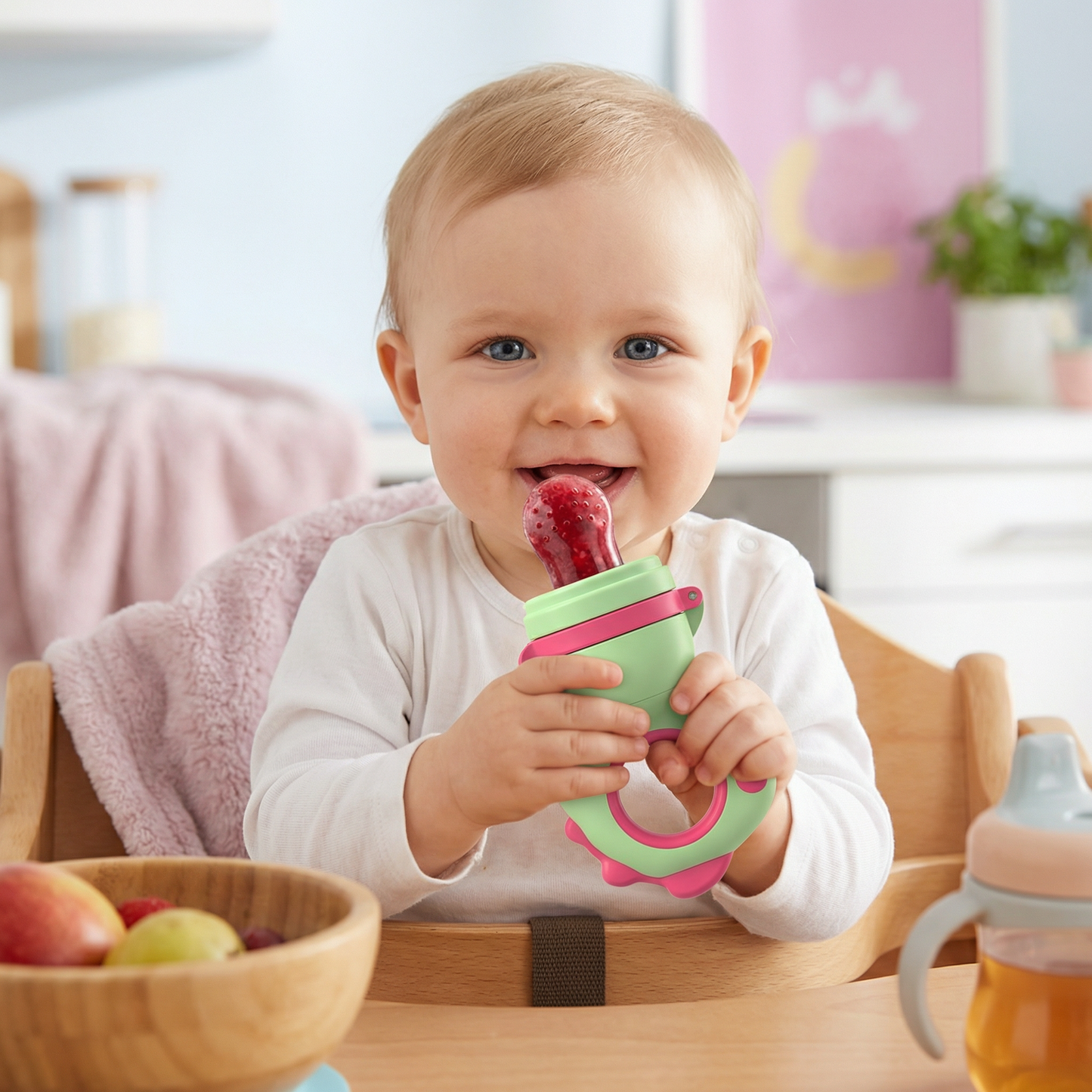 Baby-Fruchtsauger – Silikon Beißring mit Druckmechanismus