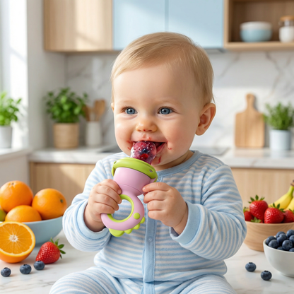 Baby-Fruchtsauger – Silikon Beißring mit Druckmechanismus