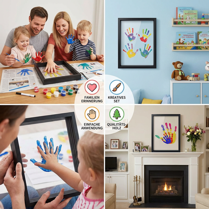 DIY Handabdruck Bilderrahmen aus Holz – Familien Erinnerungsset mit Farben