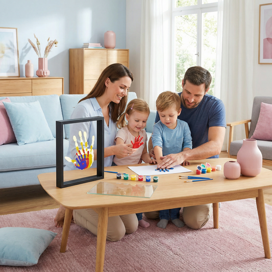 DIY Handabdruck Bilderrahmen aus Holz – Familien Erinnerungsset mit Farben