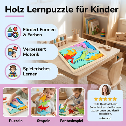 Holz Lernpuzzle für Kinder – Formen & Farben Zuordnen, Motorikspielzeug