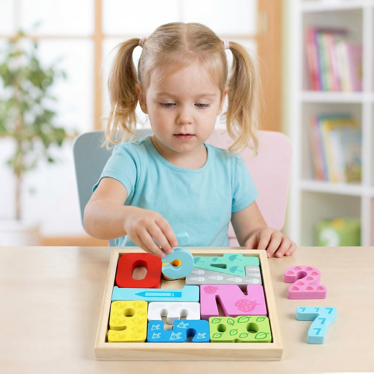 Holz Lernpuzzle für Kinder – Formen & Farben Zuordnen, Motorikspielzeug