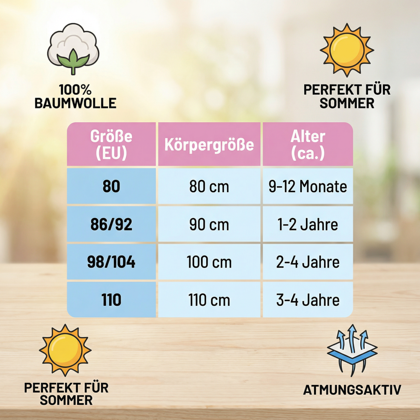 Sommerliches 2in1 Set - Armelloses Mädchenkleid mit Schleife und Hut mit Blumenmuster aus Baumwolle