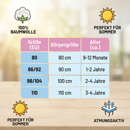 Sommerliches 2in1 Set - Armelloses Mädchenkleid mit Schleife und Hut mit Blumenmuster aus Baumwolle