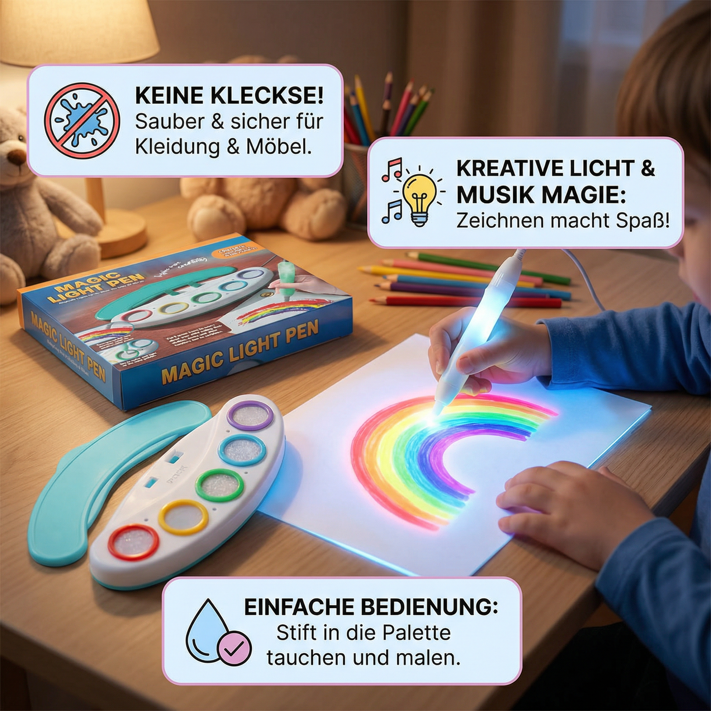 Leuchtender Zauber-Malstift für Kinder – Kreatives Zeichnen mit Licht & Musik