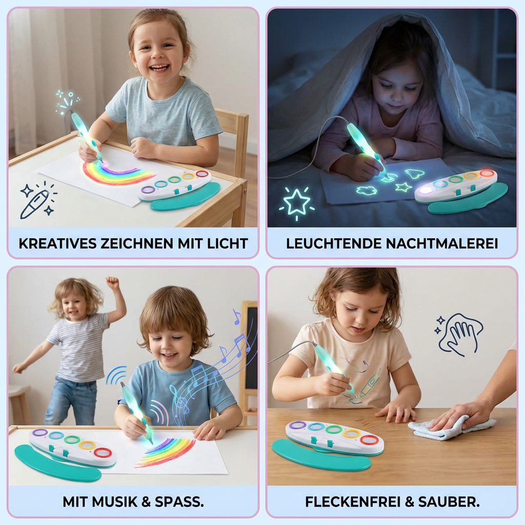 Leuchtender Zauber-Malstift für Kinder – Kreatives Zeichnen mit Licht & Musik