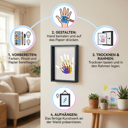 DIY Handabdruck Bilderrahmen aus Holz – Familien Erinnerungsset mit Farben