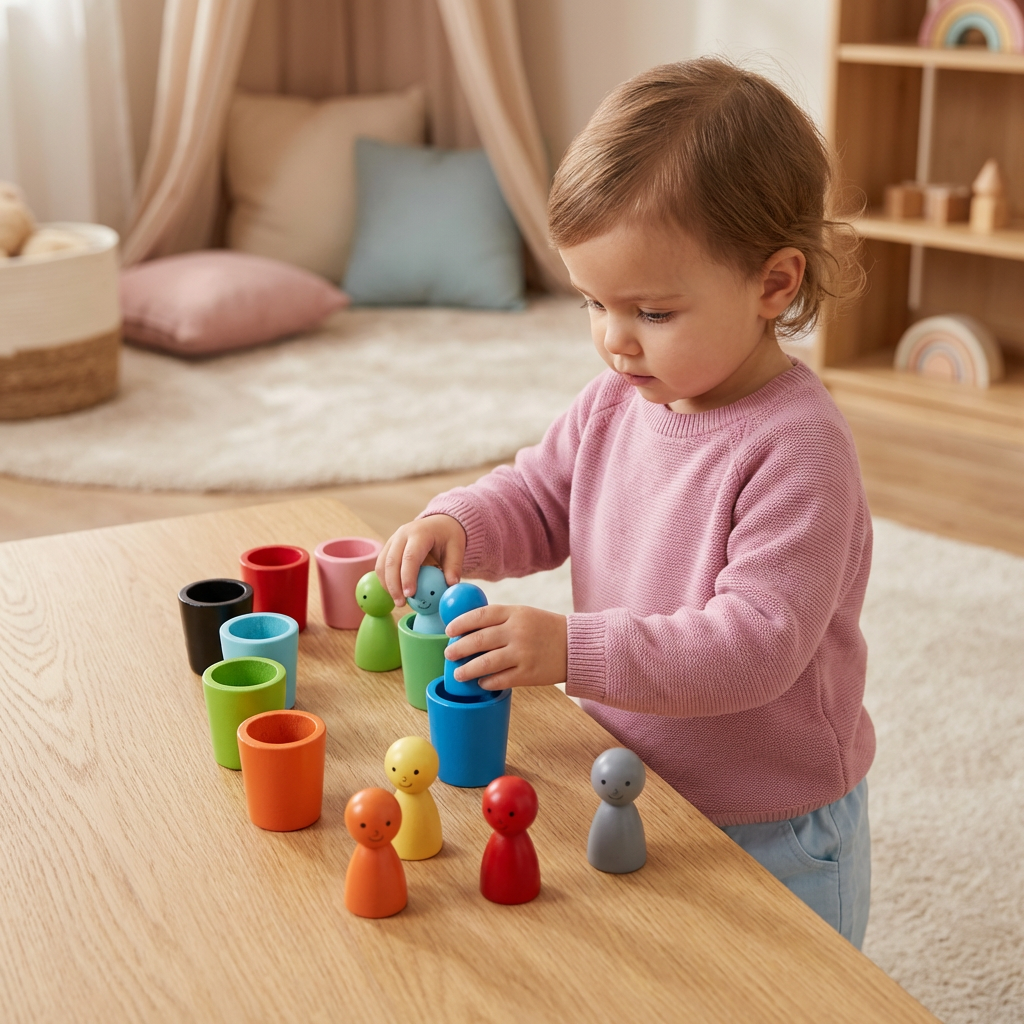 Montessori Farben Sortierbecher Lernspiel Aus Holz