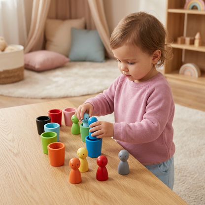 Montessori Farben Sortierbecher Lernspiel Aus Holz