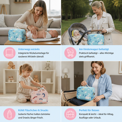 3-in-1 Kinderwagen-Organizer – Wasserdichte Wickeltasche mit isolierten Fächern