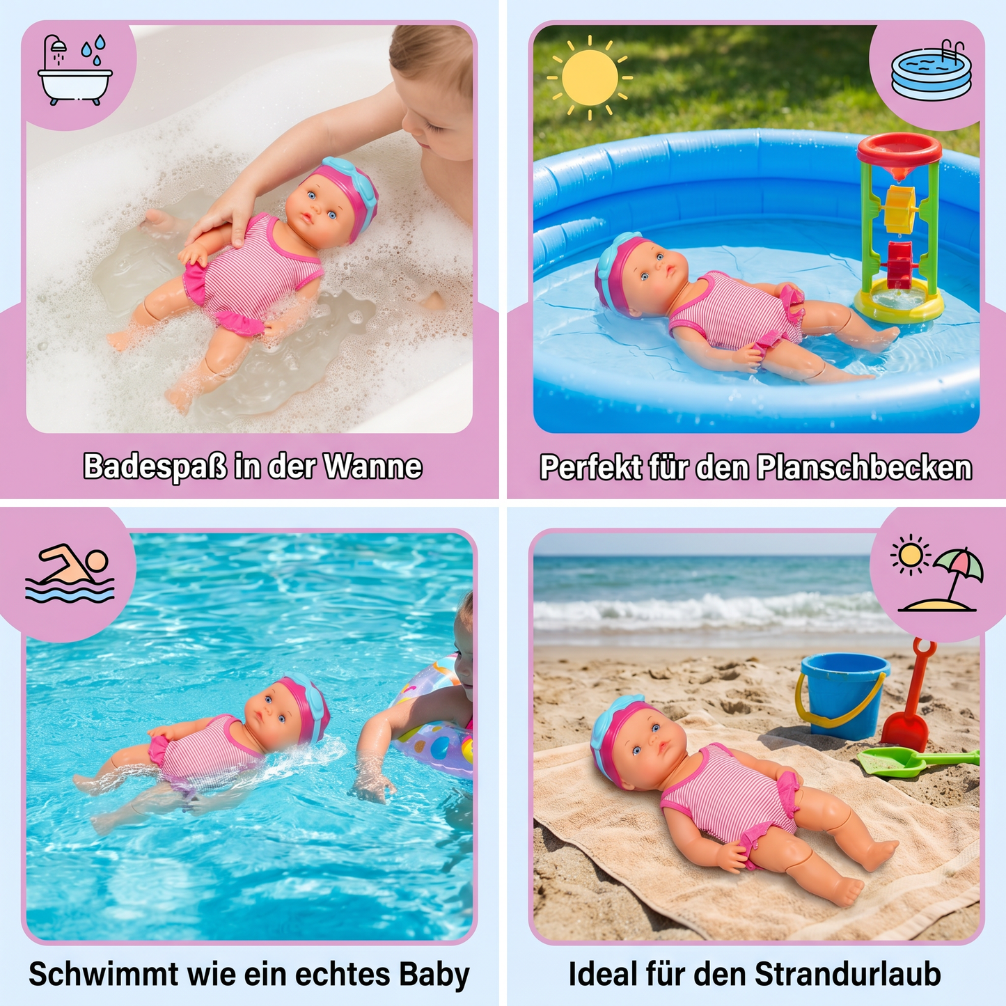 Schwimmende Baby Puppe – Wasserdichtes elektrisches Poolspielzeug für Kinder