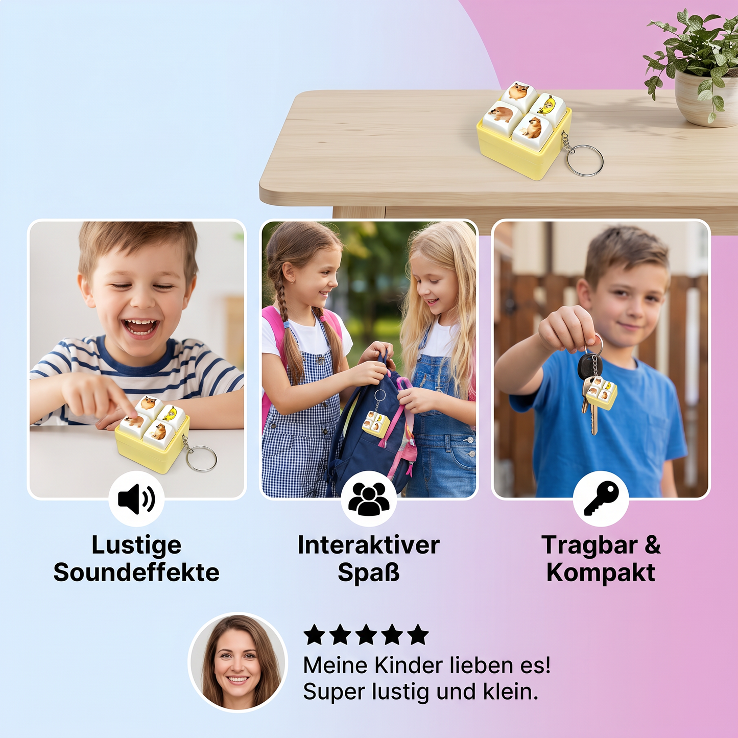 Lustiger Sprach Button Schlüsselanhänger mit Interaktiven Soundeffekten