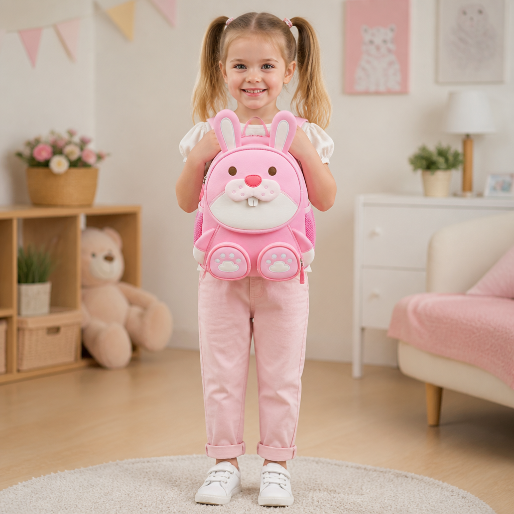 Kinder-Rucksack mit Cartoon-Tiermotiv – Leichter Schulrucksack mit mehreren Fächern