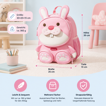 Kinder-Rucksack mit Cartoon-Tiermotiv – Leichter Schulrucksack mit mehreren Fächern