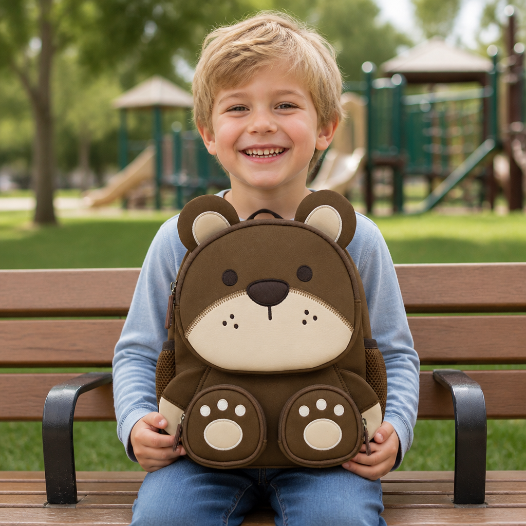 Kinder-Rucksack mit Cartoon-Tiermotiv – Leichter Schulrucksack mit mehreren Fächern