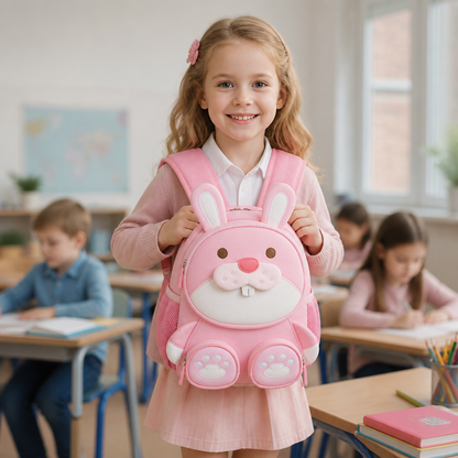 Kinder-Rucksack mit Cartoon-Tiermotiv – Leichter Schulrucksack mit mehreren Fächern