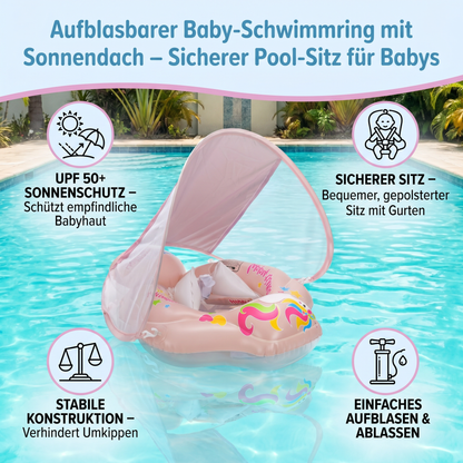 Baby-Schwimmring mit Sonnenschutz – Aufblasbarer Sitzring für sicheren Badespaß