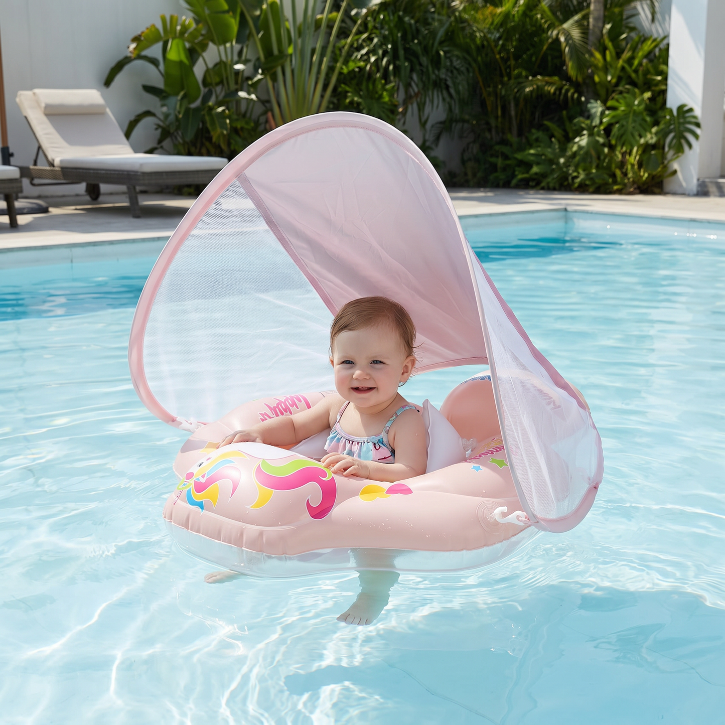 Baby-Schwimmring mit Sonnenschutz – Aufblasbarer Sitzring für sicheren Badespaß