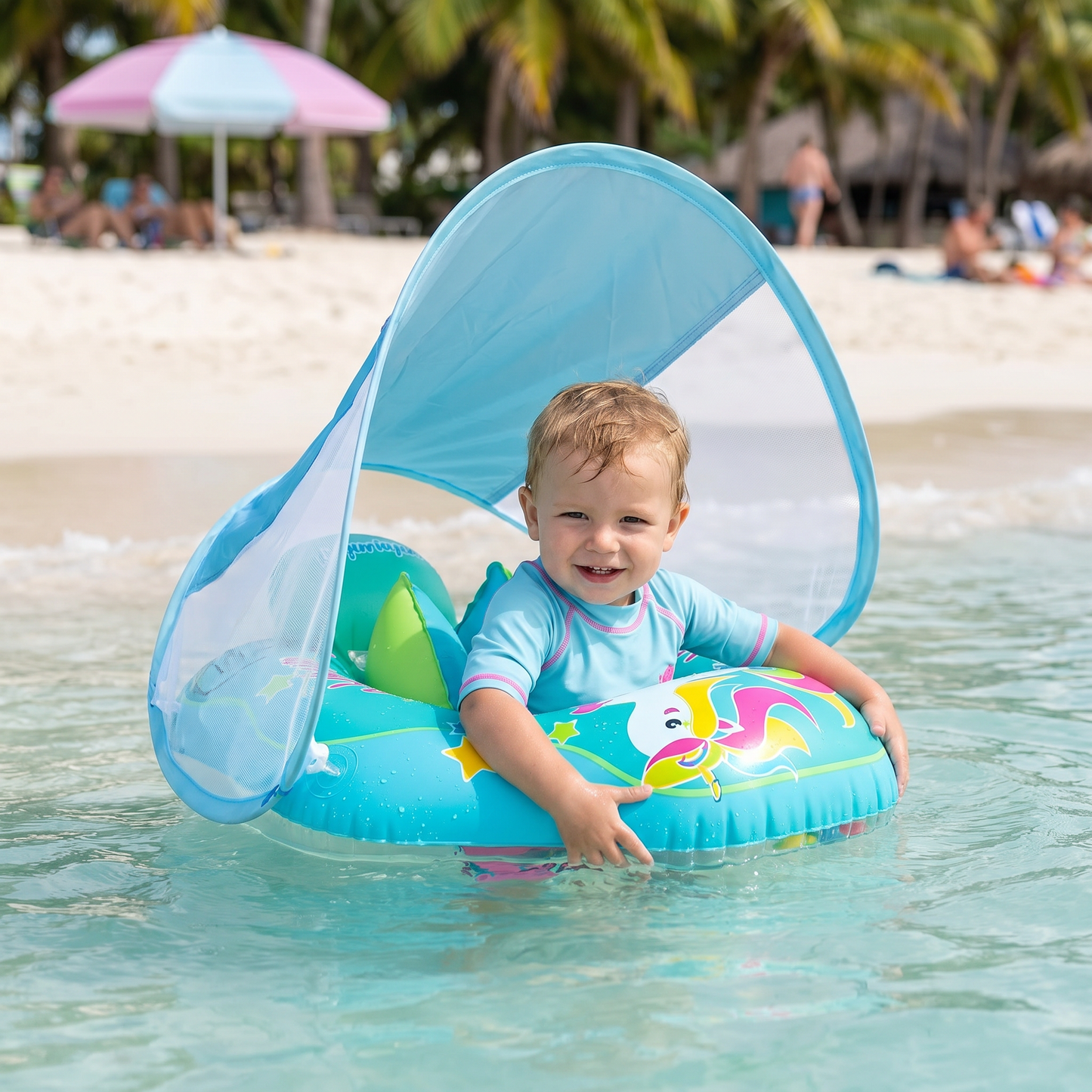 Baby-Schwimmring mit Sonnenschutz – Aufblasbarer Sitzring für sicheren Badespaß