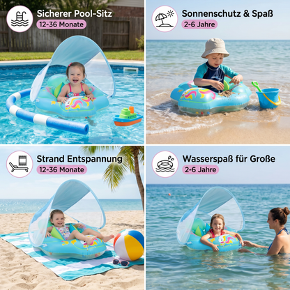 Baby-Schwimmring mit Sonnenschutz – Aufblasbarer Sitzring für sicheren Badespaß