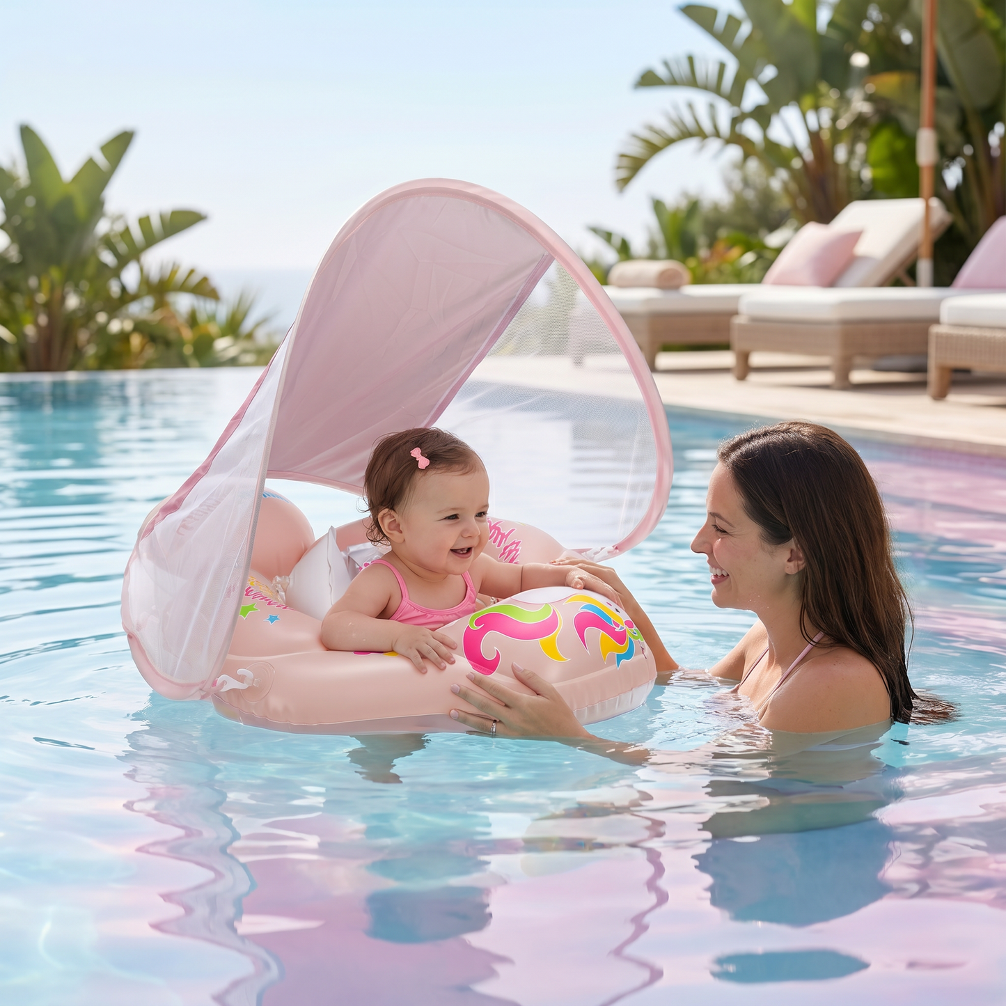 Aufblasbarer Baby-Schwimmring mit Sonnendach – Sicherer Pool-Sitz für Babys