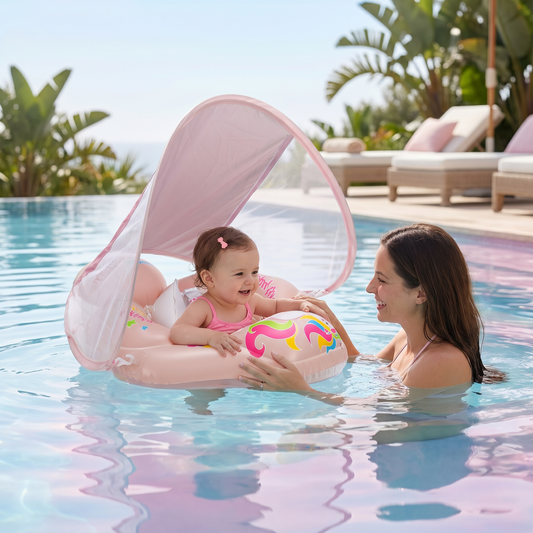 Aufblasbarer Baby-Schwimmring mit Sonnendach – Sicherer Pool-Sitz für Babys
