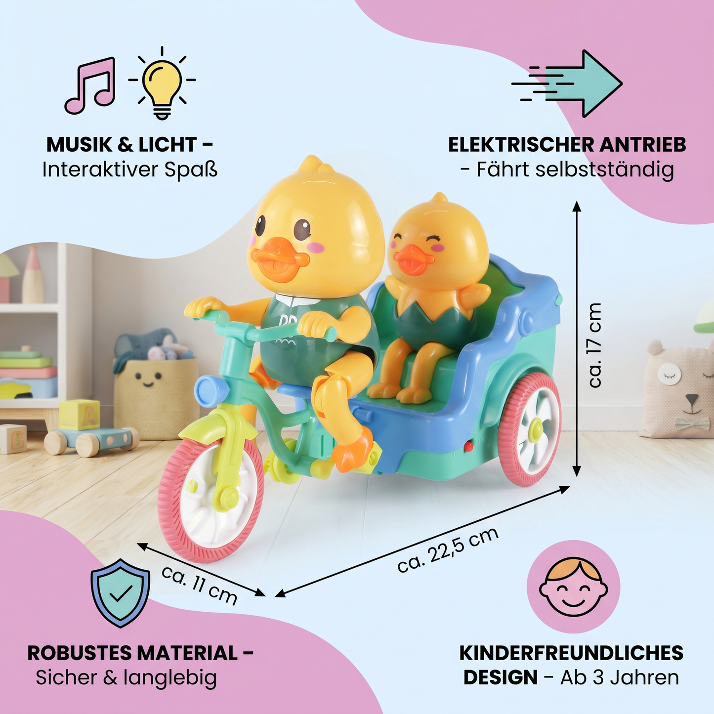 Elektrisches Tier-Dreirad – interaktives Fahrspielzeug mit Musik & Licht für Kinder