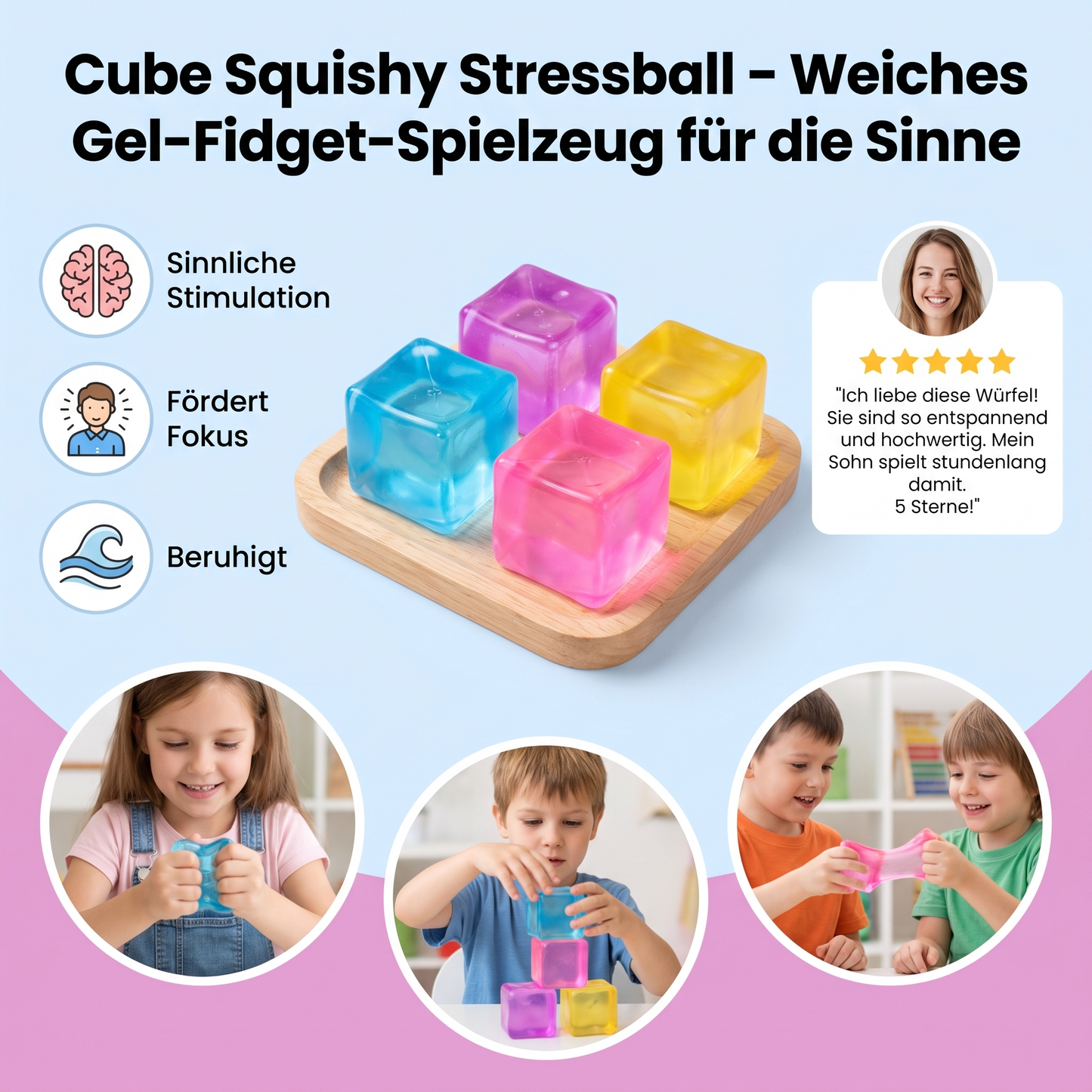 Cube Squishy Stressball – Weiches Gel-Fidget-Spielzeug für die Sinne