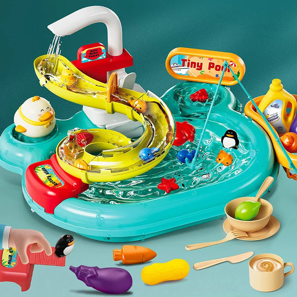 Interaktiver Wasserspaß – Spielküche und Angelset für Kinder