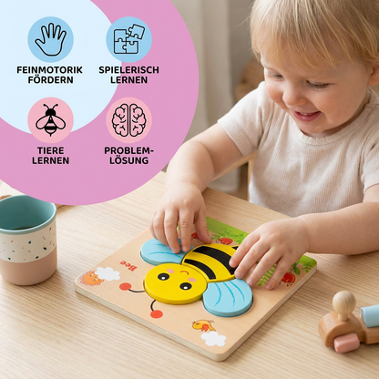 3D Holz Puzzle für Kinder – Lernspielzeug mit Tieren für Kleinkinder