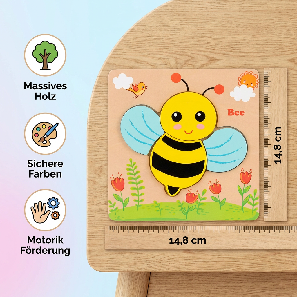 3D Holz Puzzle für Kinder – Lernspielzeug mit Tieren für Kleinkinder
