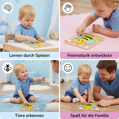 3D Holz Puzzle für Kinder – Lernspielzeug mit Tieren für Kleinkinder
