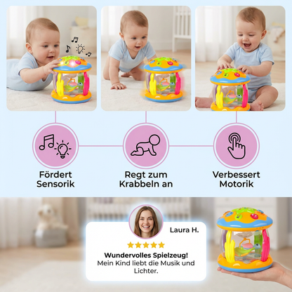 Ozean Babyspielzeug mit Licht & Musik – Drehendes Sensorikspielzeug für Bauchlage & Krabbeln