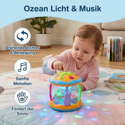 Ozean Babyspielzeug mit Licht & Musik – Drehendes Sensorikspielzeug für Bauchlage & Krabbeln