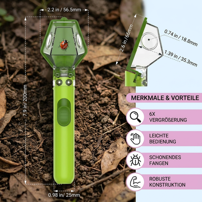 Insektenfanger für Kinder mit 6-facher Lupe – Hilfsmittel zur Insektenbeobachtung für Entdeckungen im Freien