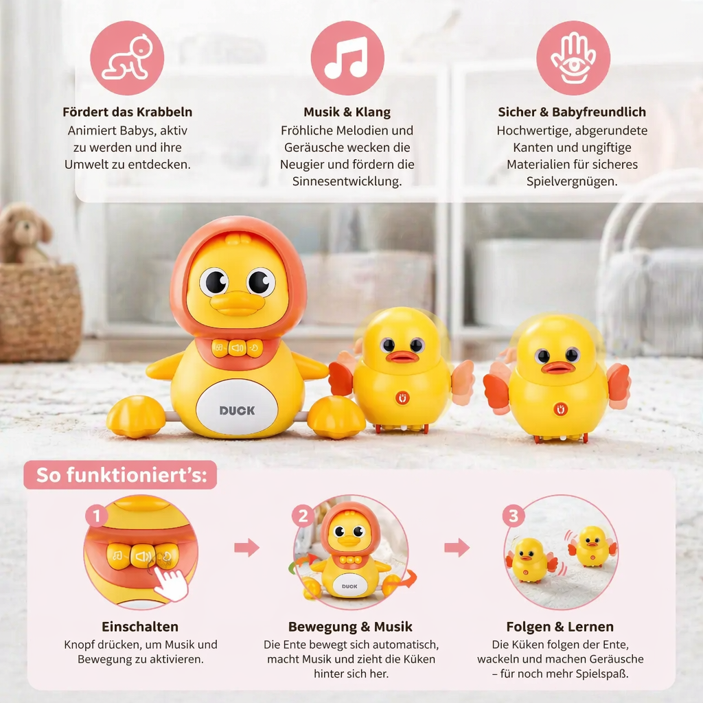 Entefamilie Krabbel- und Lernspielzeug mit Musik für Babys